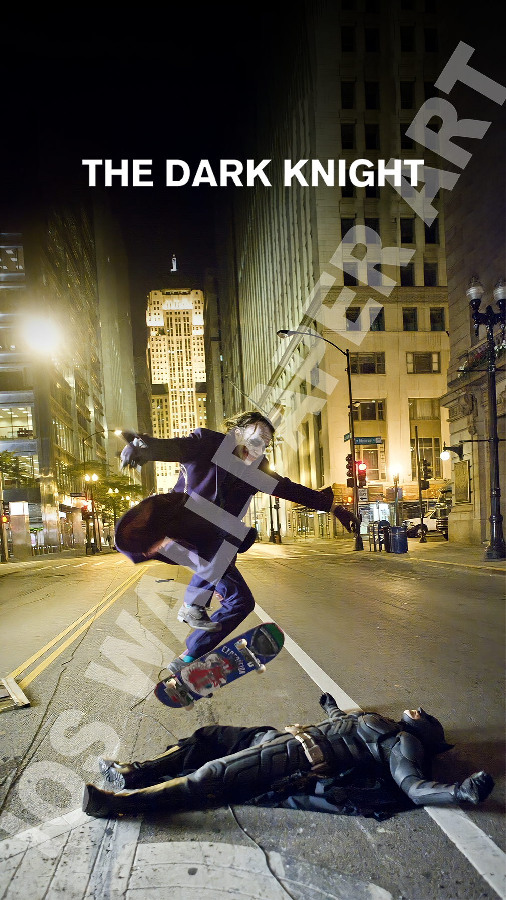 Joker Skateboarding Over Batman - Digital Download