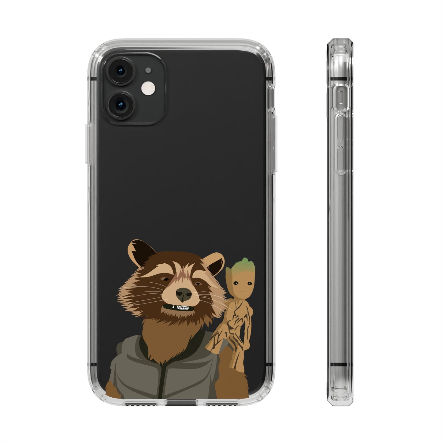 Rocket and Groot Clear Phone Case